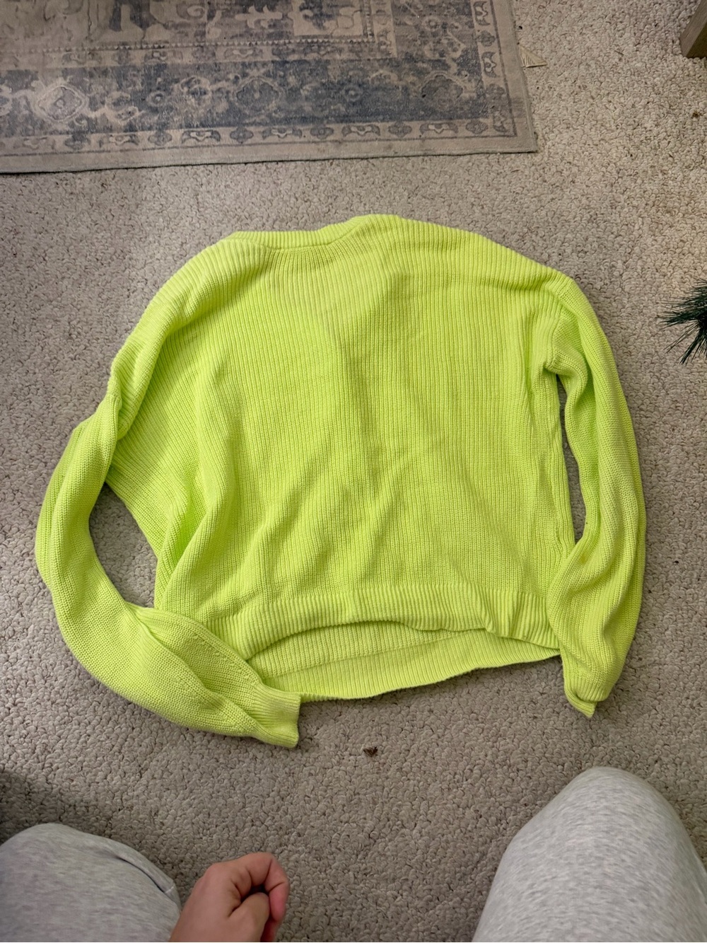 LOFT Bright Lime Ribbed Knit Top - Picture 4 of 5